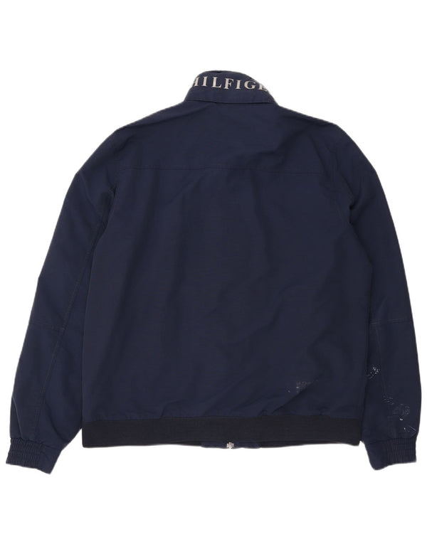 Tommy Hilfiger Mens Hooded Bomber Jacket UK 40 Large Navy Blue Nylon