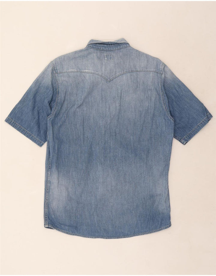 Lee Mens Short Sleeve Denim Shirt Large Blue Cotton