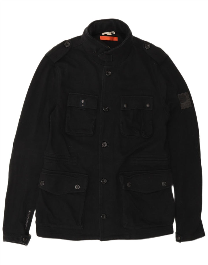DKNY Mens Military Jacket UK 38 Medium Black Cotton