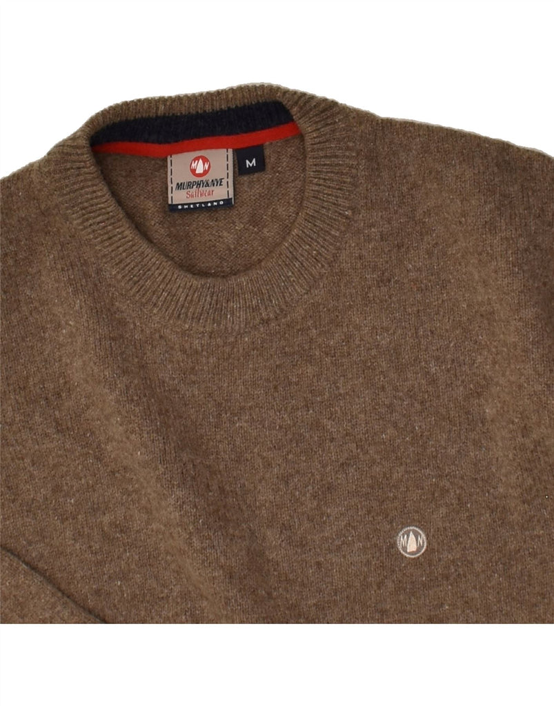 MURPHY & NYE Mens Crew Neck Jumper Sweater Medium Brown Wool | Vintage Murphy & Nye | Thrift | Second-Hand Murphy & Nye | Used Clothing | Messina Hembry 