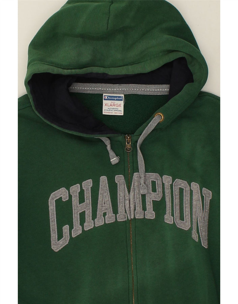 CHAMPION Mens Graphic Zip Hoodie Sweater XL Green Cotton Vintage Champion and Second-Hand Champion from Messina Hembry 