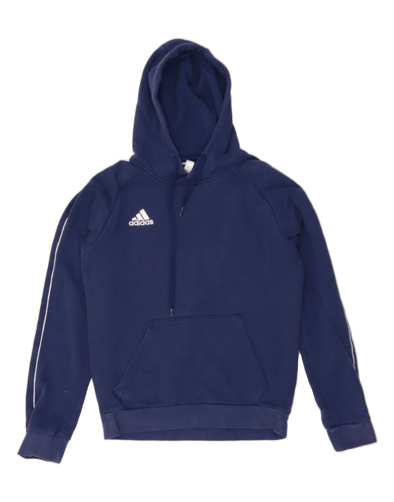 ADIDAS Mens Graphic Hoodie Jumper Small Navy Blue Cotton Vintage Adidas and Second-Hand Adidas from Messina Hembry 