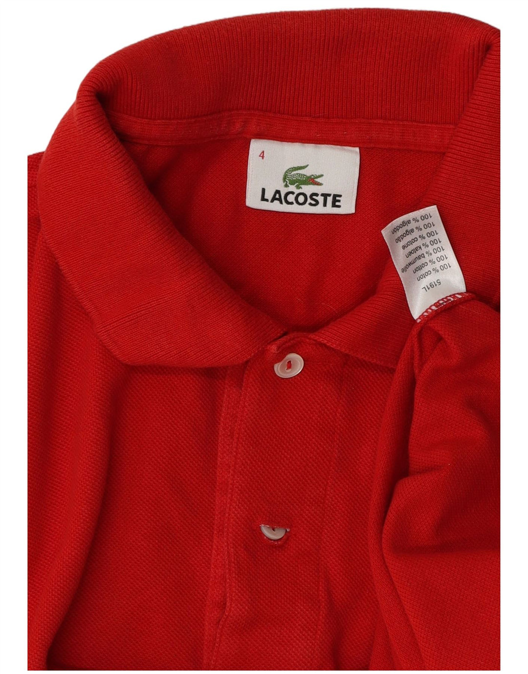 Lacoste Mens Polo Shirt Size 4 Medium Red Cotton