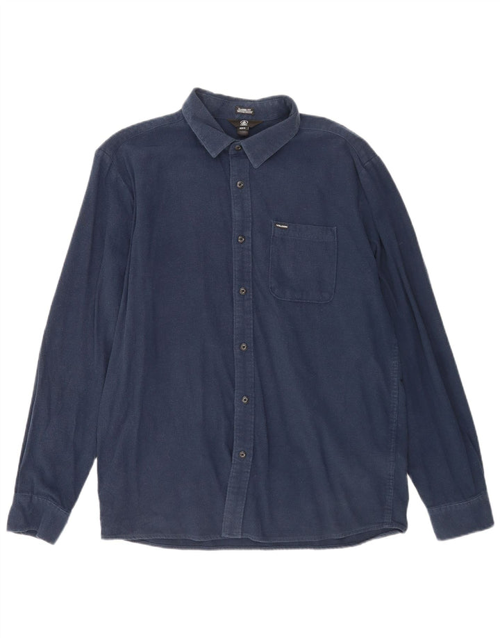 Volcom Mens Classic Fit Shirt XL Navy Blue Cotton