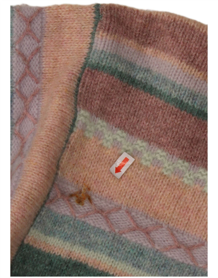 BENETTON Womens Crew Neck Jumper Sweater UK 16 Large Multicoloured Striped