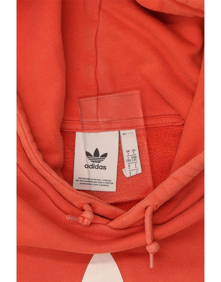 ADIDAS Mens Graphic Hoodie Jumper Large Orange Cotton Vintage Adidas and Second-Hand Adidas from Messina Hembry 