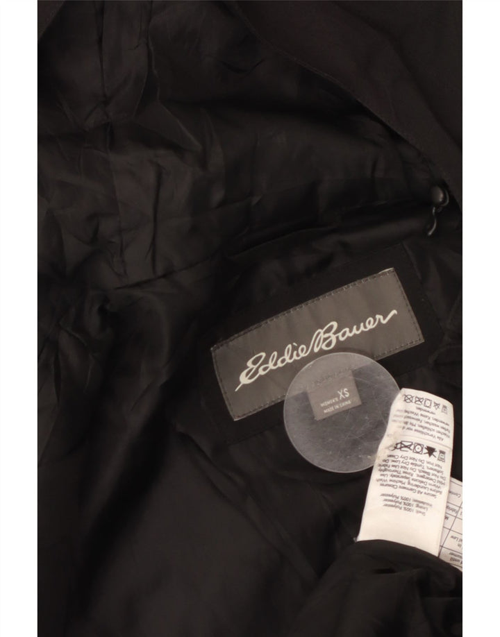 Eddie Bauer Womens Hooded Windbreaker Coat UK 6 XS Black Polyester