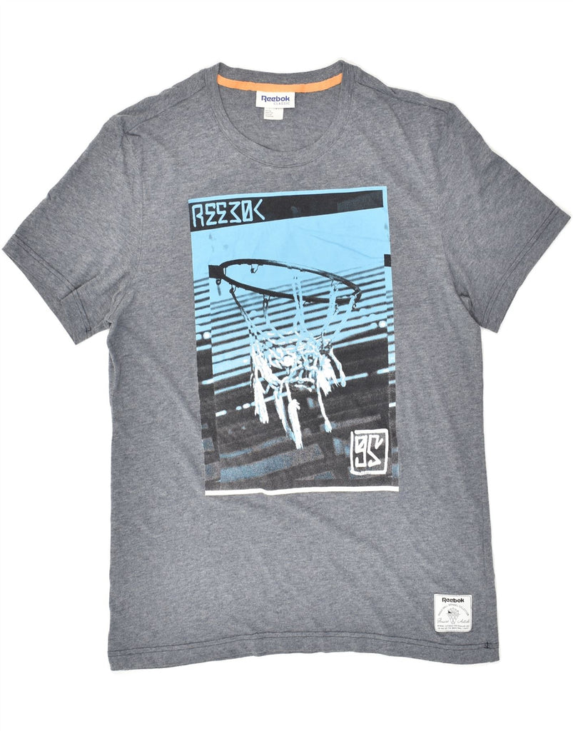 REEBOK Mens Graphic T-Shirt Top Medium Grey Cotton | Vintage Reebok | Thrift | Second-Hand Reebok | Used Clothing | Messina Hembry 