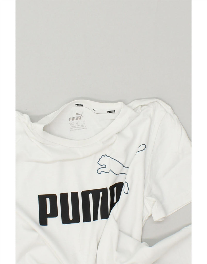 PUMA Girls Graphic T-Shirt Top 13-14 Years Large White Cotton | Vintage Puma | Thrift | Second-Hand Puma | Used Clothing | Messina Hembry 