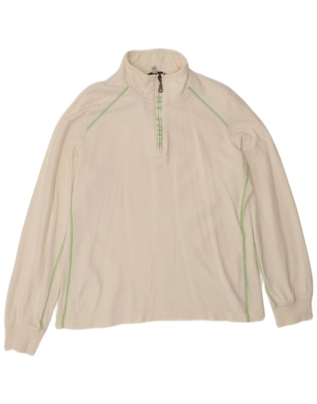 Fat Face Womens Graphic Zip Neck Sweatshirt Jumper UK 18 XL Off White