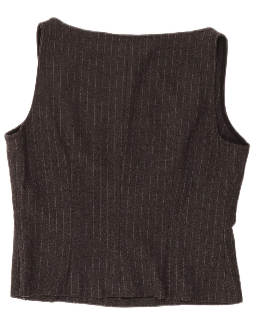 GAI MATTIOLO Womens Crop Sleeveless Blouse Top IT 48 XL Grey Pinstripe