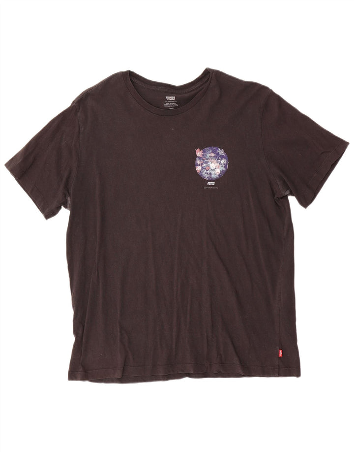 Levi's Mens T-Shirt Top Large Black Floral