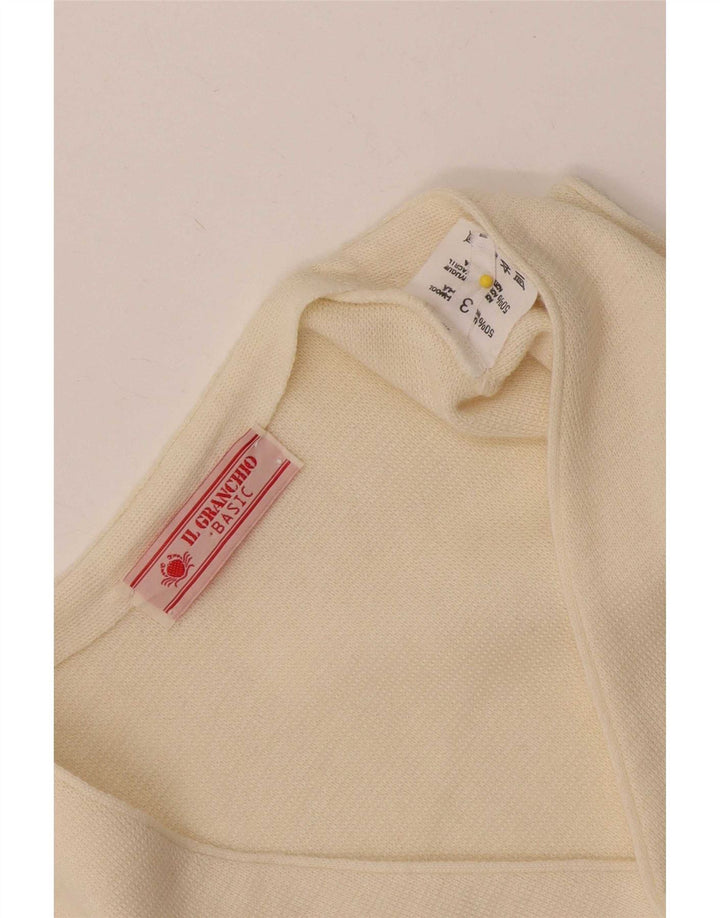 Il Granchio Mens Knit Waistcoat Small White Wool