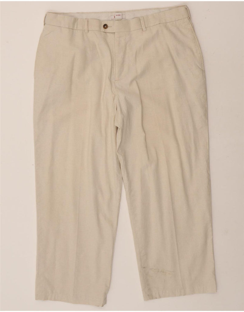 IZOD Mens Straight Suit Trousers W38 L27 White Linen Vintage Izod and Second-Hand Izod from Messina Hembry 