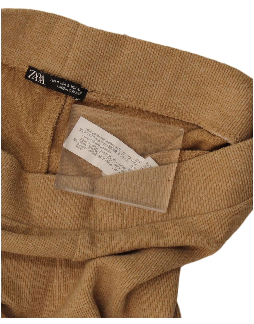 Zara Womens Tracksuit Trousers UK 10 Small  Beige Polyester