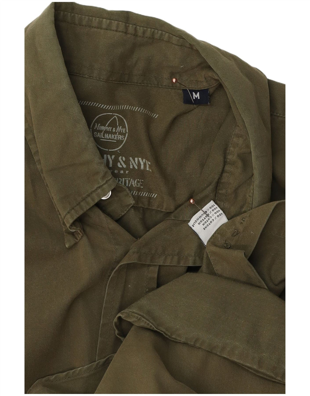 Murphy & Nye Mens Heritage Shirt Medium Khaki Cotton