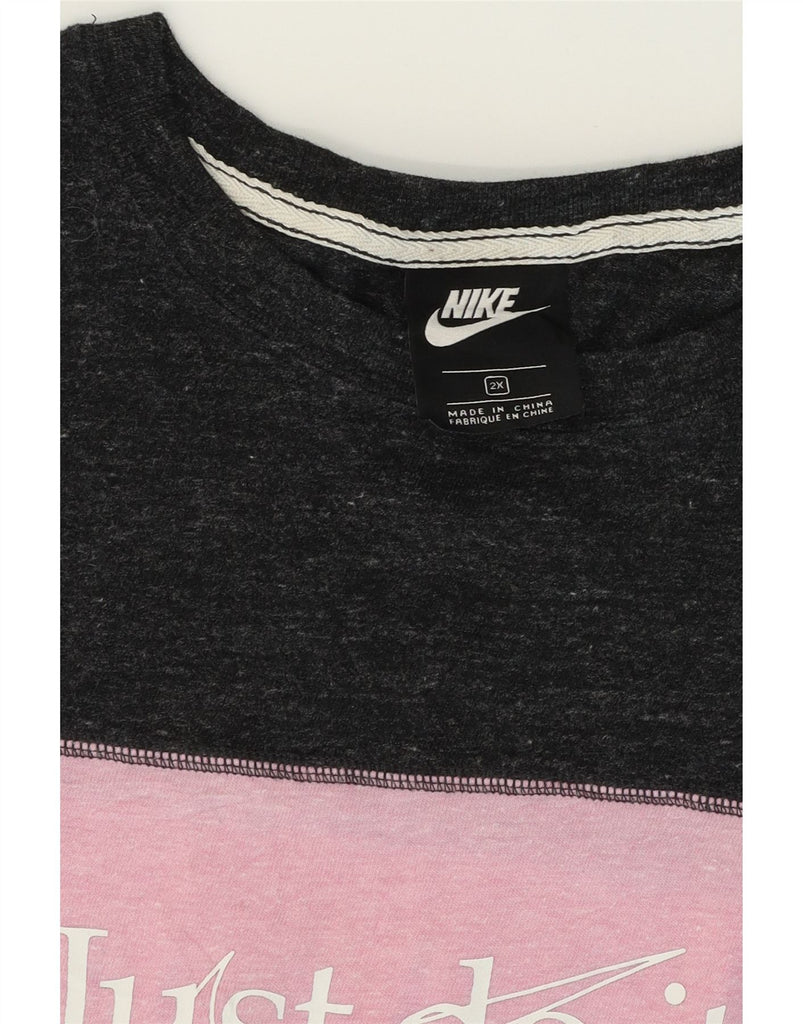NIKE Womens Graphic T-Shirt Top UK 20 2XL Grey Colourblock Cotton Vintage Nike and Second-Hand Nike from Messina Hembry 