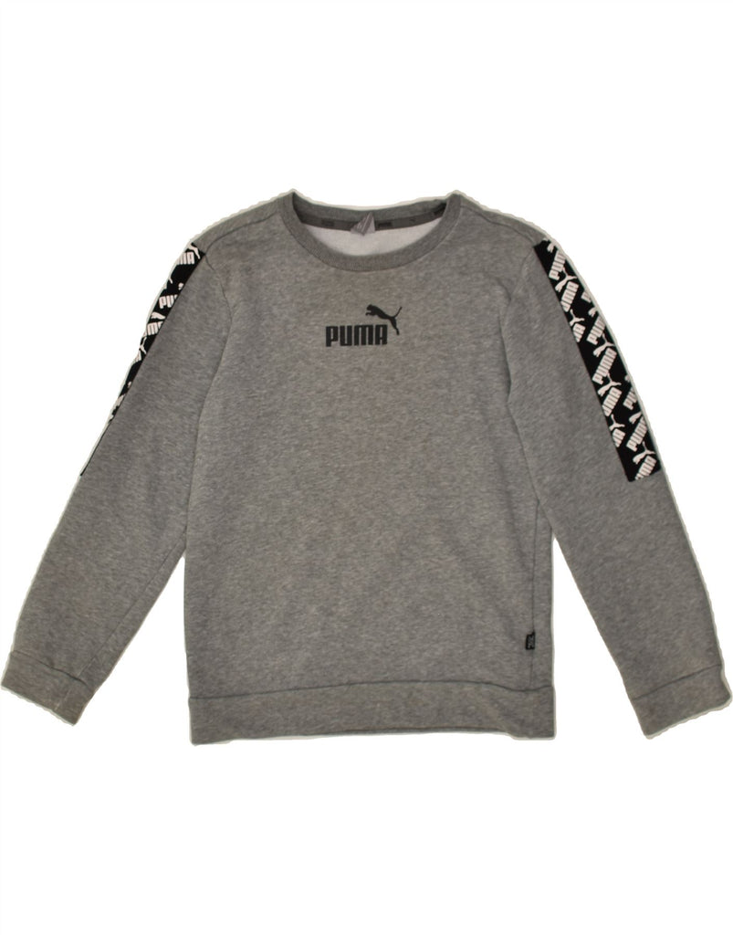 PUMA Girls Graphic Sweatshirt Jumper 11-12 Years Grey Cotton | Vintage Puma | Thrift | Second-Hand Puma | Used Clothing | Messina Hembry 