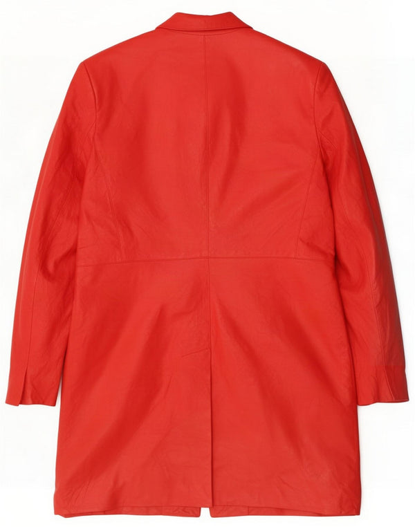 Antonio Fusco Womens Leather Coat IT 44 Medium Red