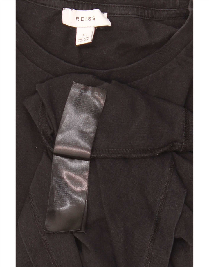 Reiss Mens T-Shirt Top Large Black Cotton