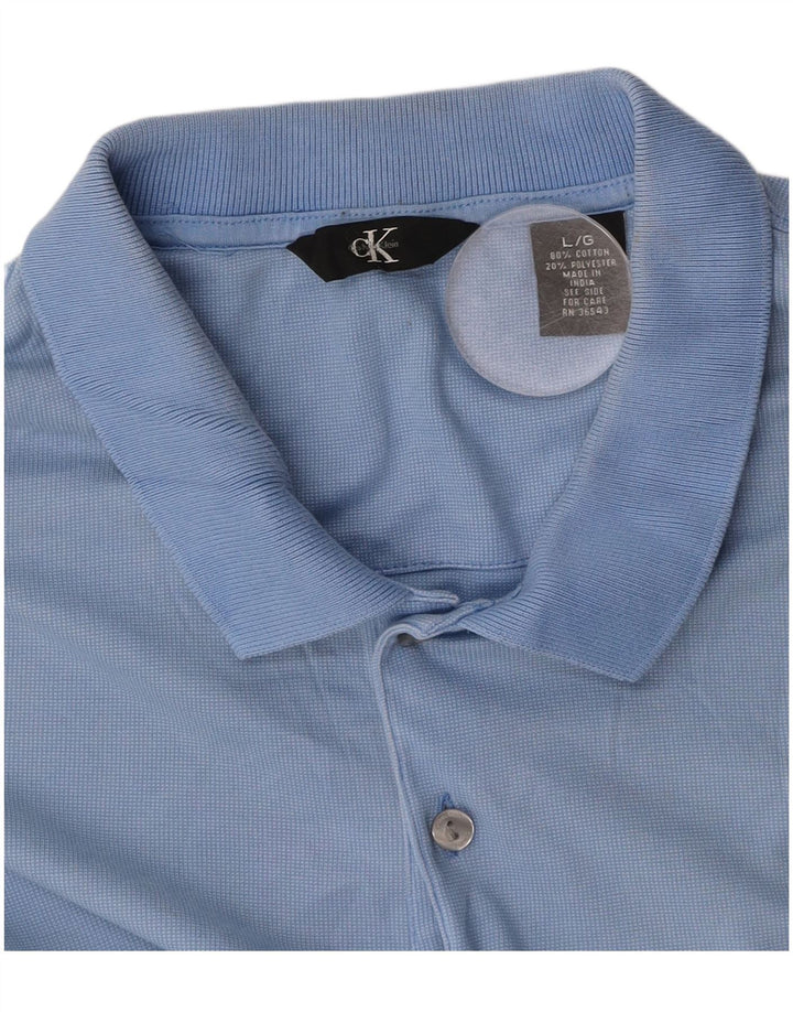 CALVIN KLEIN Mens Polo Shirt Large Blue Cotton