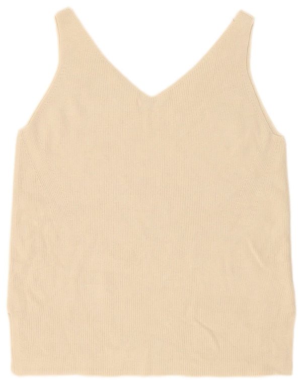 Marks & Spencer Womens Vest Top UK 16 Large Beige Cotton