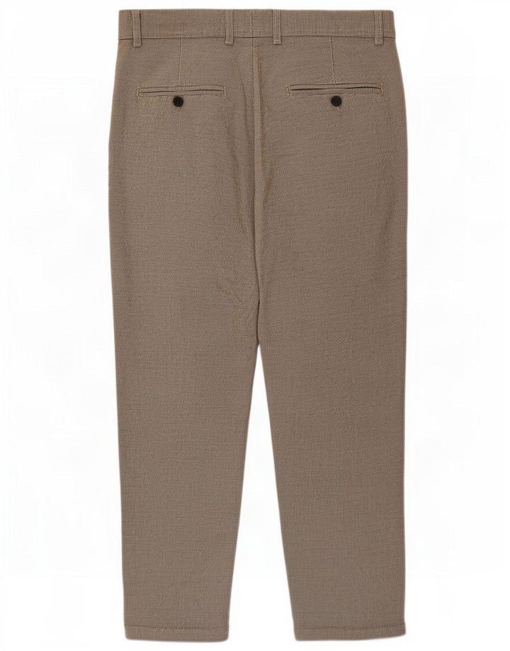 Zara Mens Crop Chino Trousers Medium W31 L24 Brown Houndstooth