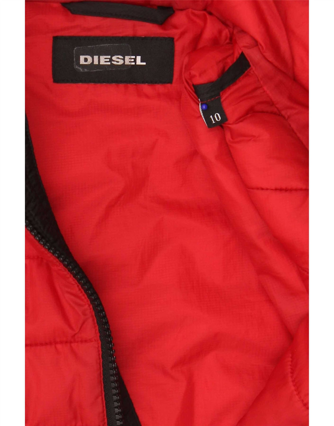 Diesel Boys Hooded Padded Jacket 9-10 Years Red Colourblock Polyester