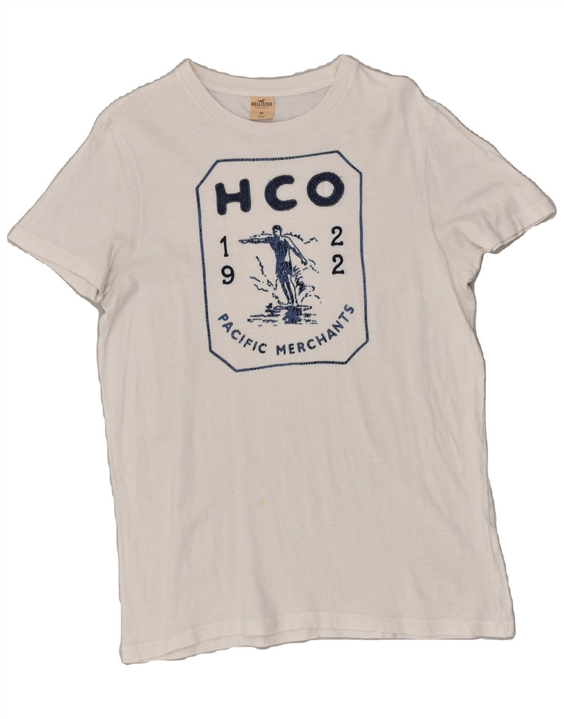 HOLLISTER Mens Graphic T-Shirt Top Medium White Cotton | Vintage Hollister | Thrift | Second-Hand Hollister | Used Clothing | Messina Hembry 