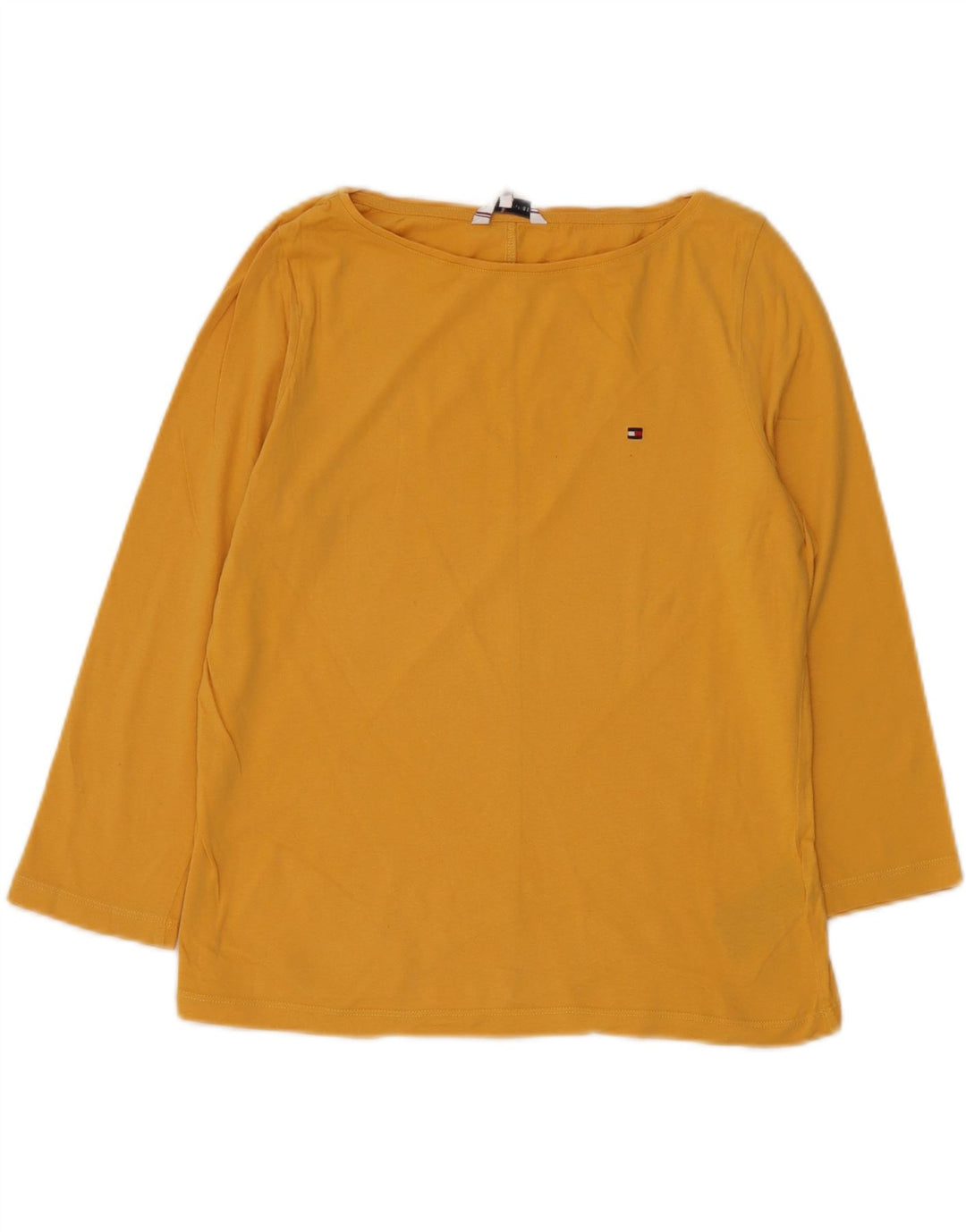 Tommy Hilfiger Womens Top 3/4 Sleeve UK 14 Medium Yellow Cotton