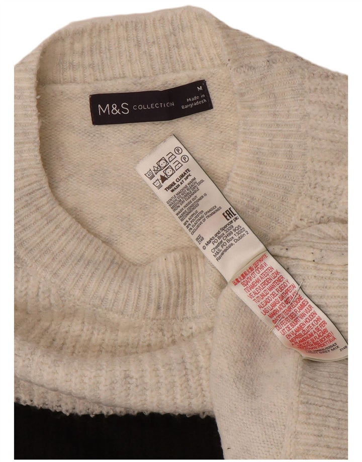 MARKS & SPENCER Womens Boat Neck Jumper Sweater UK 14 Medium White Striped