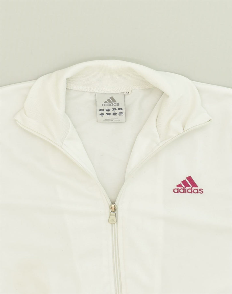 ADIDAS Womens Tracksuit Top Jacket UK 12 Medium White Polyester | Vintage Adidas | Thrift | Second-Hand Adidas | Used Clothing | Messina Hembry 