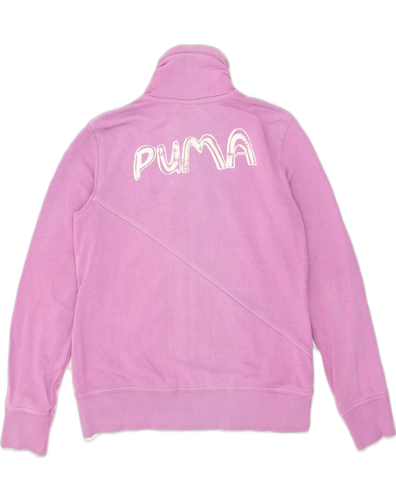 PUMA Womens Graphic Tracksuit Top Jacket UK 14 Large Purple Cotton | Vintage Puma | Thrift | Second-Hand Puma | Used Clothing | Messina Hembry 