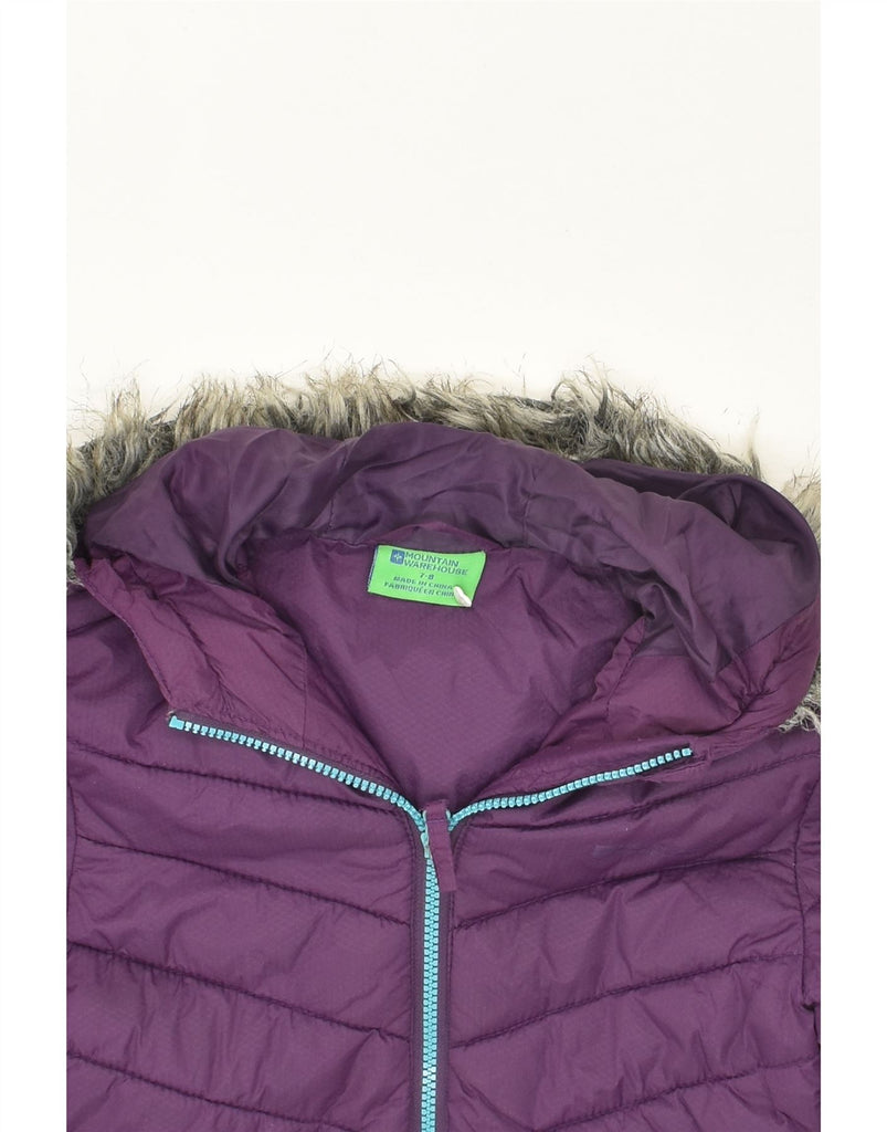 MOUNTAIN WAREHOUSE Girls Hooded Padded Jacket 7-8 Years Purple Polyester | Vintage Mountain Warehouse | Thrift | Second-Hand Mountain Warehouse | Used Clothing | Messina Hembry 