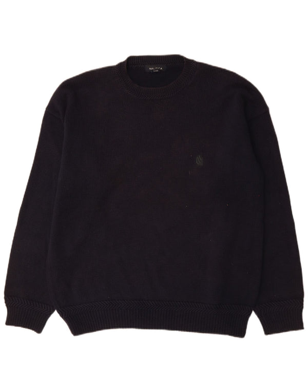 Nautica Mens Loose Fit Crew Neck Jumper Sweater Medium Navy Blue