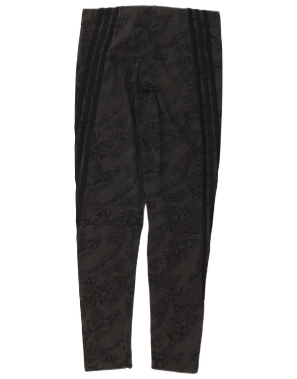 Adidas Womens Leggings UK 12/14 Medium Black Animal Print Cotton