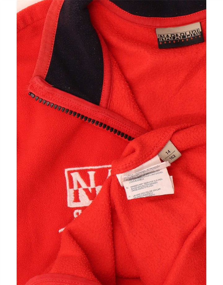 Napapijri Boys Graphic Fleece Jacket 13-14 Years Red Polyester