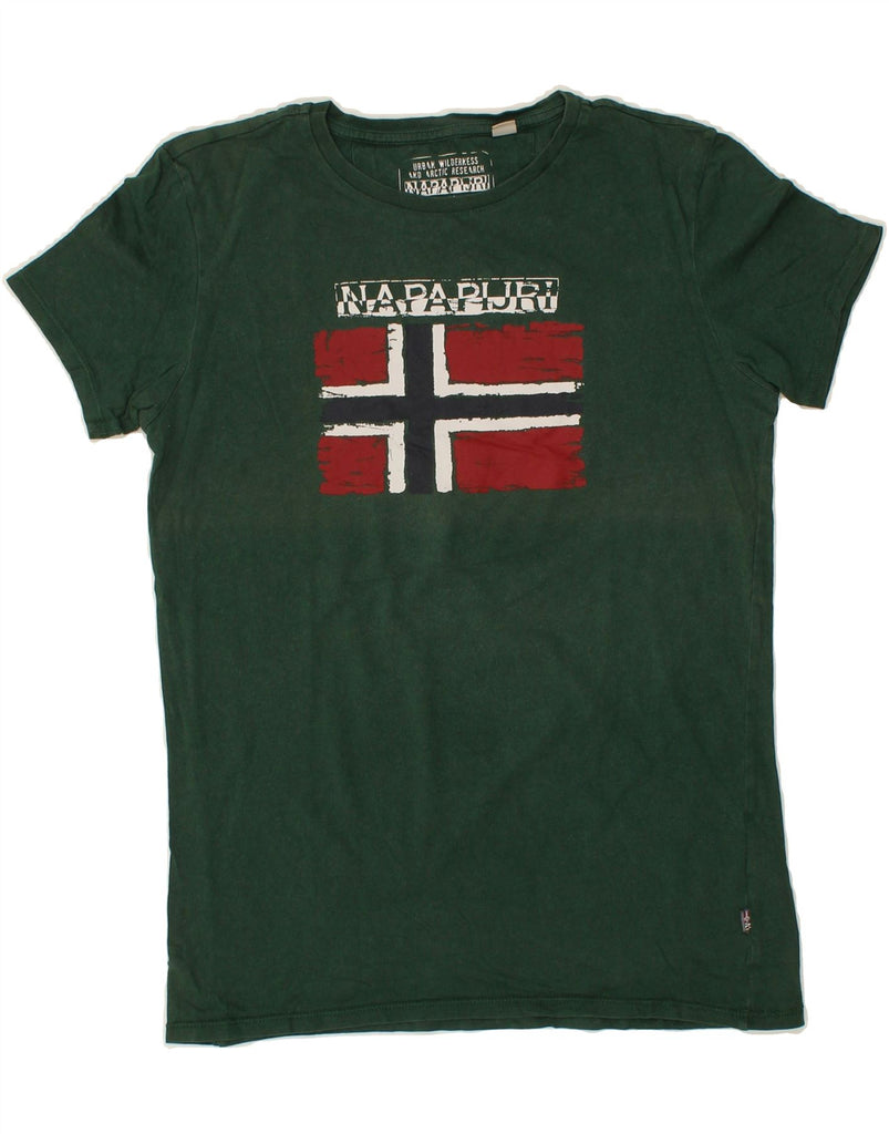 NAPAPIJRI Boys Graphic T-Shirt Top 13-14 Years Green Vintage Napapijri and Second-Hand Napapijri from Messina Hembry 