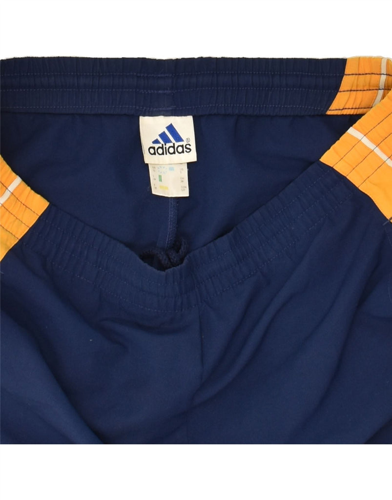 ADIDAS Womens Sport Shorts UK 10 Small Navy Blue Colourblock Polyester | Vintage Adidas | Thrift | Second-Hand Adidas | Used Clothing | Messina Hembry 