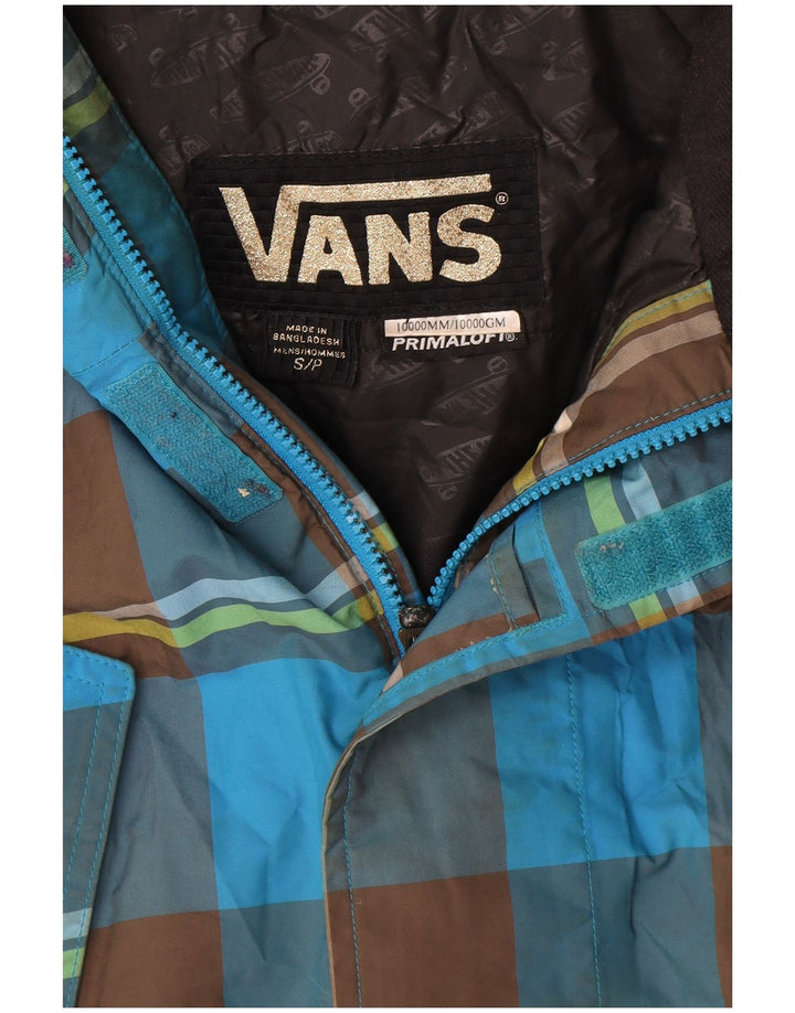 Vans Mens Hooded Windbreaker Jacket UK 36 Small Blue Check Polyester