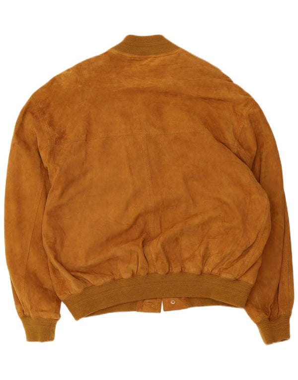 Vintage Mens Suede Bomber Jacket UK 40 Large Brown Leather