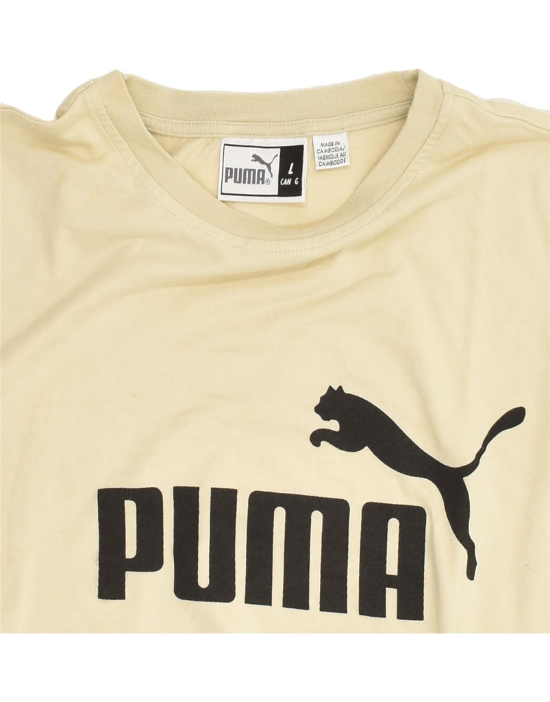 PUMA Mens Graphic T-Shirt Top Large Off White Cotton | Vintage Puma | Thrift | Second-Hand Puma | Used Clothing | Messina Hembry 