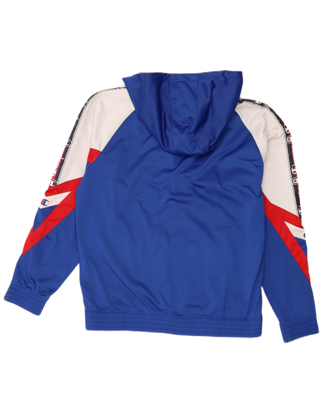 Champion Mens Graphic Hooded Tracksuit Top Jacket Large Blue Colourblock