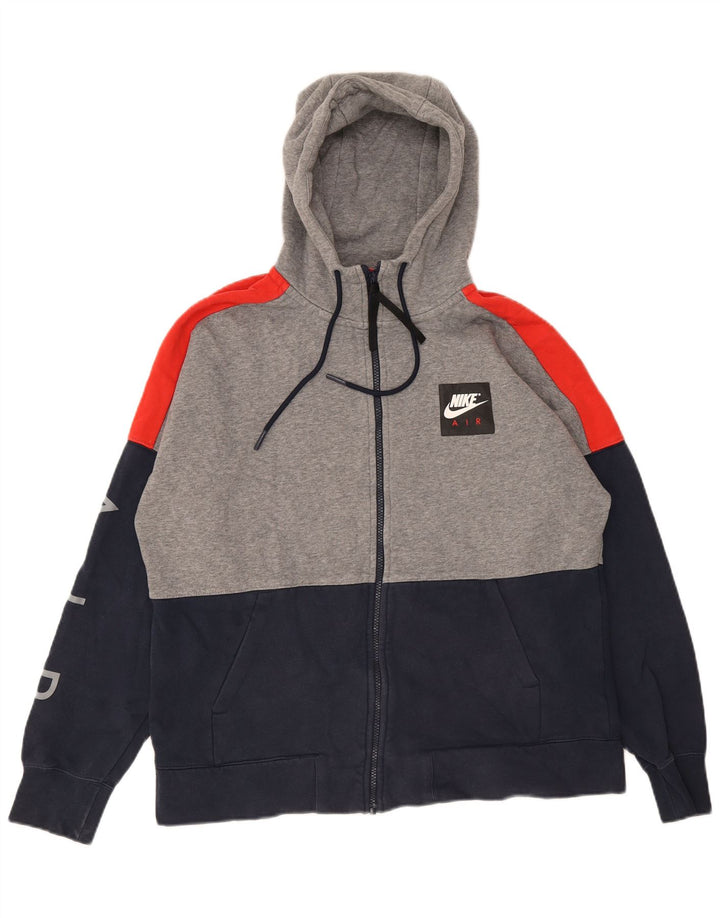 NIKE Mens Graphic Zip Hoodie Sweater Large Multicoloured Colourblock