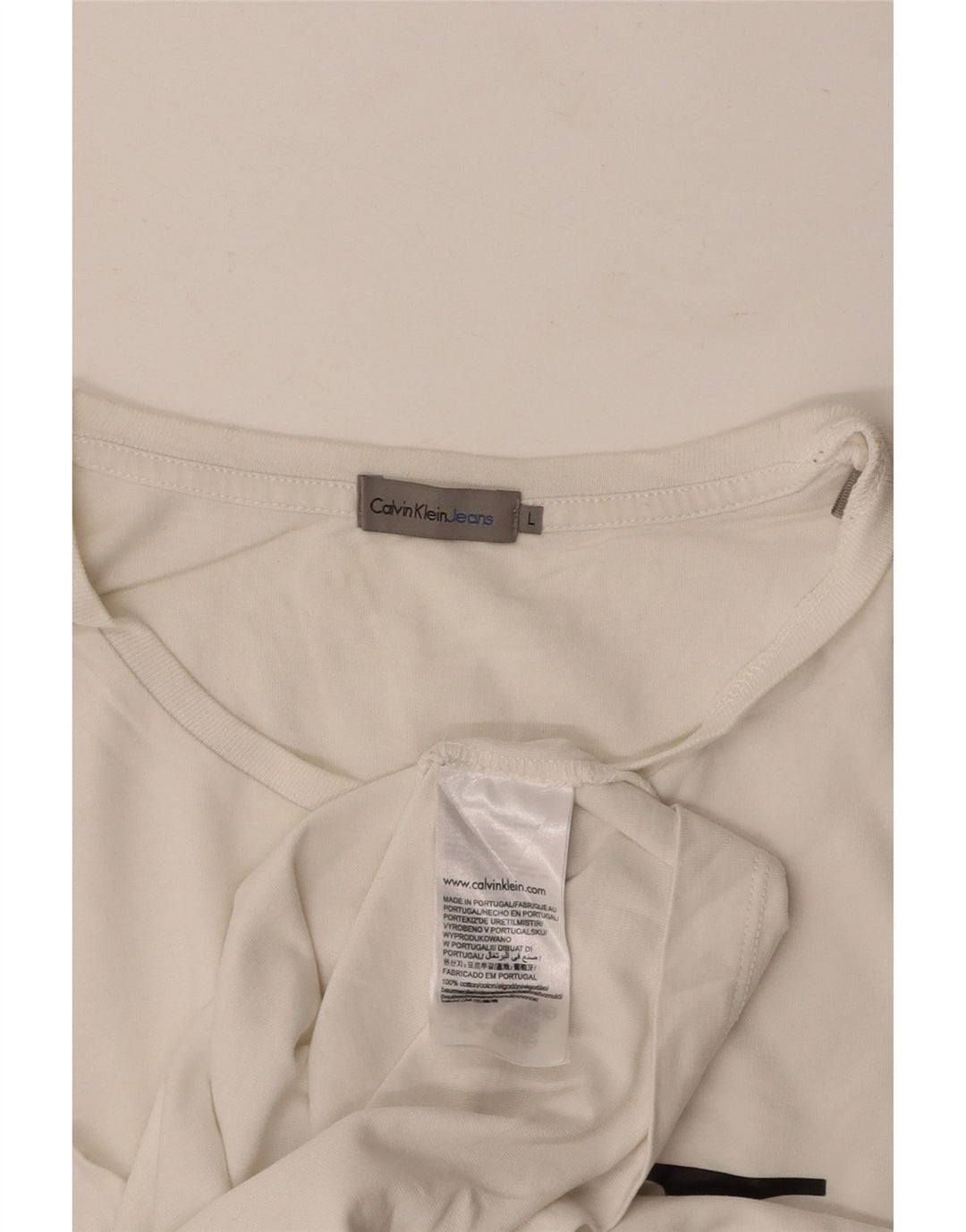 CALVIN KLEIN JEANS Mens Graphic T-Shirt Top Large White Cotton