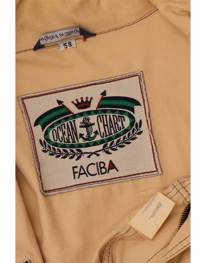 Faciba Mens Utility Jacket IT 58 4XL Beige Cotton