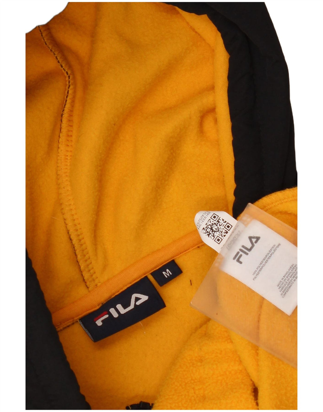 Fila Mens Graphic Hooded Fleece Jumper Medium Yellow Colourblock Polyester