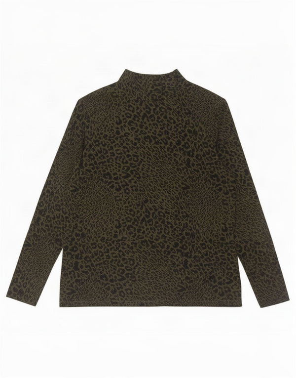 Marks & Spencer Womens Top Long Sleeve UK 16 Large Green Animal Print