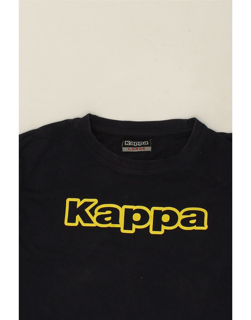 KAPPA Mens Graphic T-Shirt Top Large Black Cotton Vintage Kappa and Second-Hand Kappa from Messina Hembry 