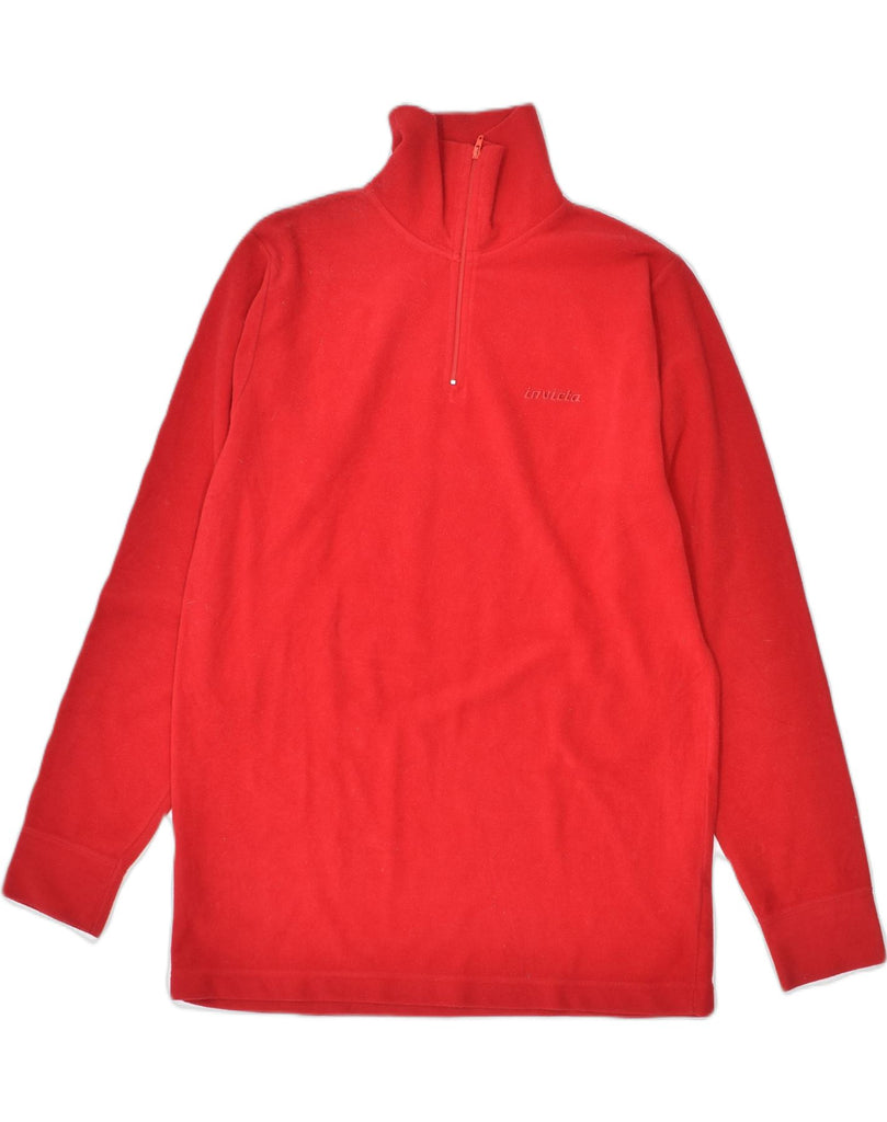 INVICTA Womens Zip Neck Fleece Jumper UK 12 Medium Red Polyester | Vintage Invicta | Thrift | Second-Hand Invicta | Used Clothing | Messina Hembry 